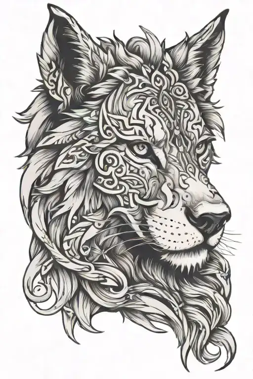 wolf lion Jewish tattoo design idea