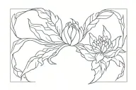 gardenia and blue crab tattoo design idea