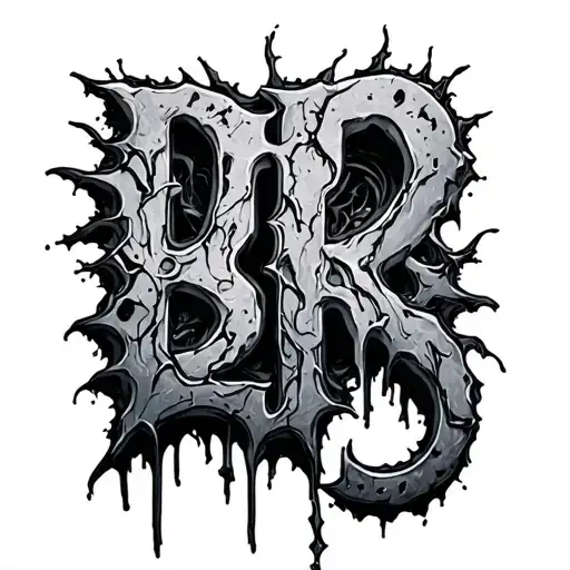 bioorganic hr giger style ripped skin letters beneth it tattoo design idea