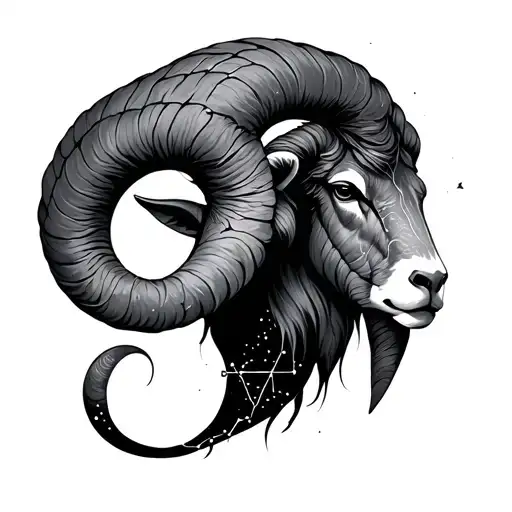 Aries constellation intertwined tattoo design idea