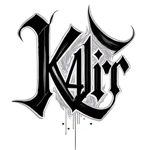 The calligraphy text is prepared as K4dir tattoo design idea
