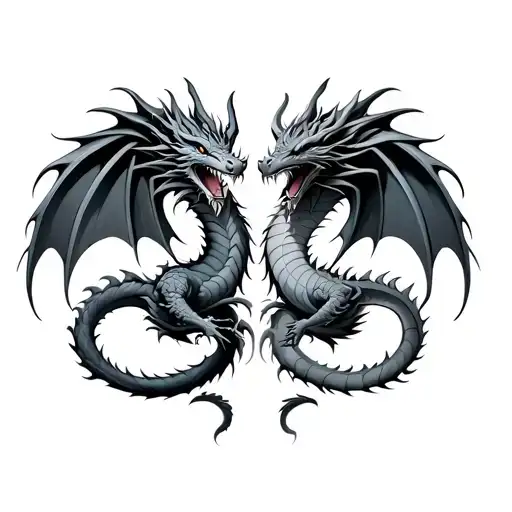 Two Dragons Intertwined tattoo design idea