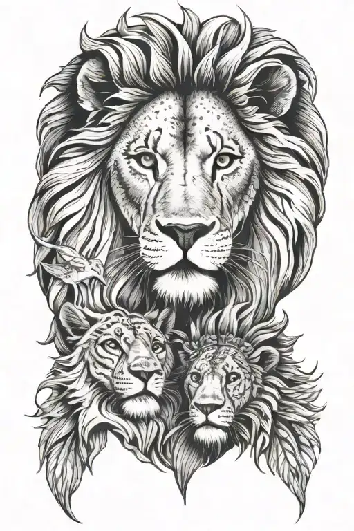 Jesus and lion face with isaiah 41:10 written tattoo design idea