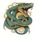 Jörmungandr biting mjolnr tattoo design idea