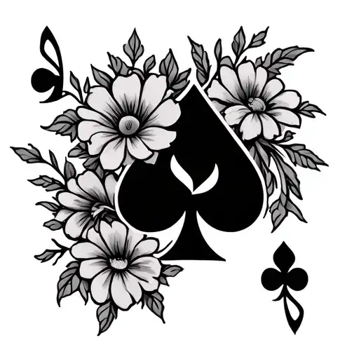 Tribal band style tattoo that has flowers and the spade poker symbol tattoo design idea