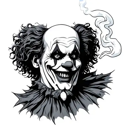 ghostmane clown smoking joint tattoo design idea