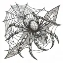 spider hanging form a web tattoo design idea