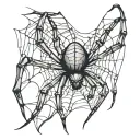 spider hanging form a web tattoo design idea