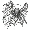 spider hanging form a web tattoo design idea