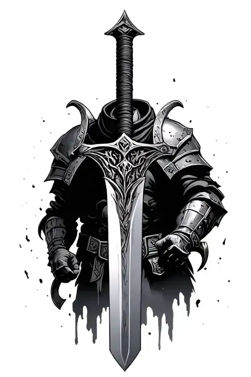 doom slayer sword tattoo design idea