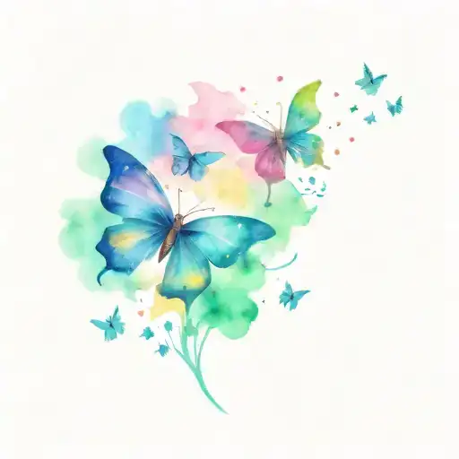butterflies, semicolons, stars and hearts tattoo design idea
