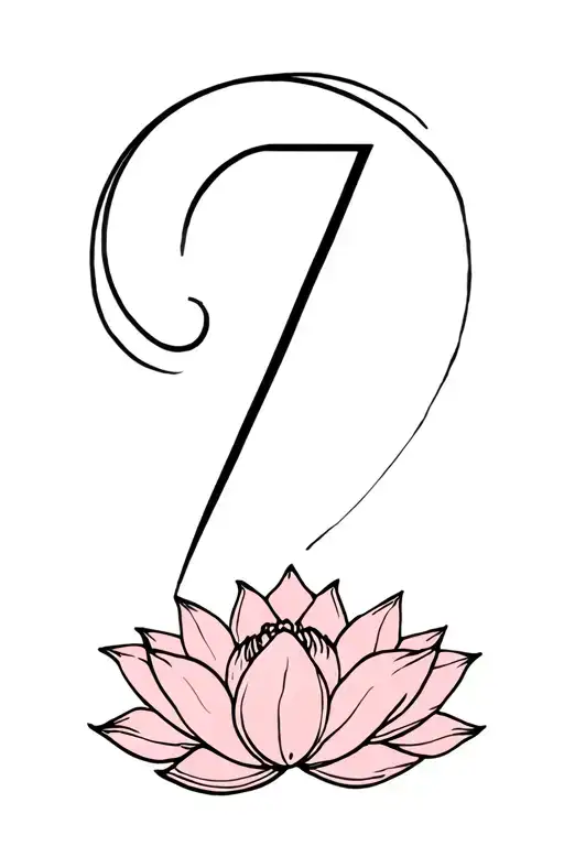 lotus flower, angel number 7 and horoscope cancer tattoo design idea