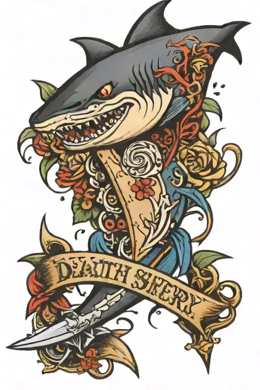 sailor jerry death before dishonor dagger percing  a shark  tattoo design idea