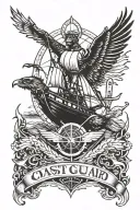 coast guard pilot, forrest, bass, eagle, compass, sailboat, helicopter, sword, anchor tattoo design idea