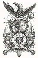 coast guard pilot, forrest, bass, eagle, compass, sailboat, helicopter, sword, anchor tattoo design idea