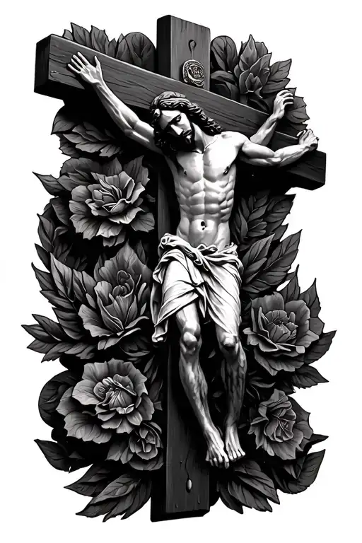 Jesus on Cross piece incorporating elements tattoo design idea