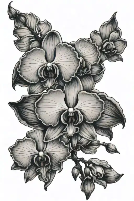 orchid flowers with Virgin Mary crying tattoo design idea