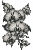 orchid flowers with Virgin Mary crying tattoo design idea