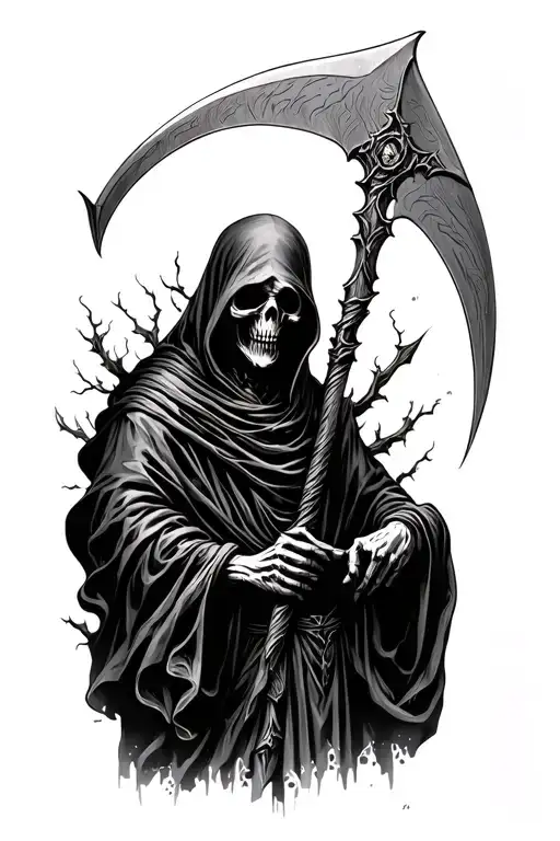 grim reaper holding a scythe tattoo design idea