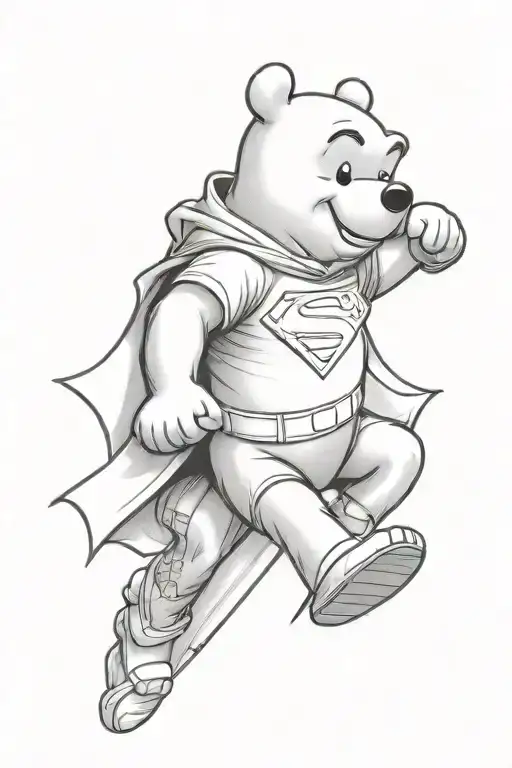 winnie the pooh superman logo tattoo design idea
