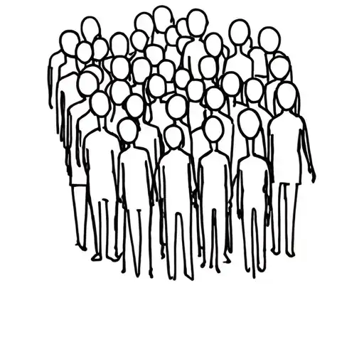 crowd of people with no faces tattoo design idea