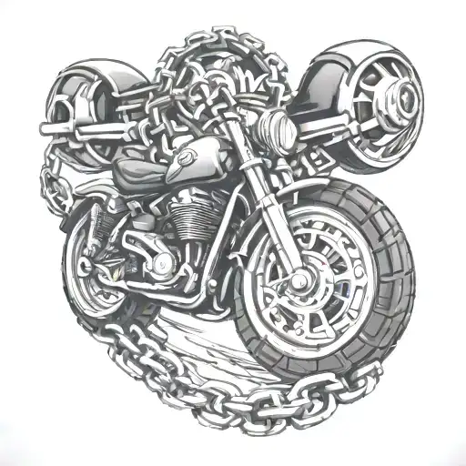 double motorcycle chain links tattoo design idea