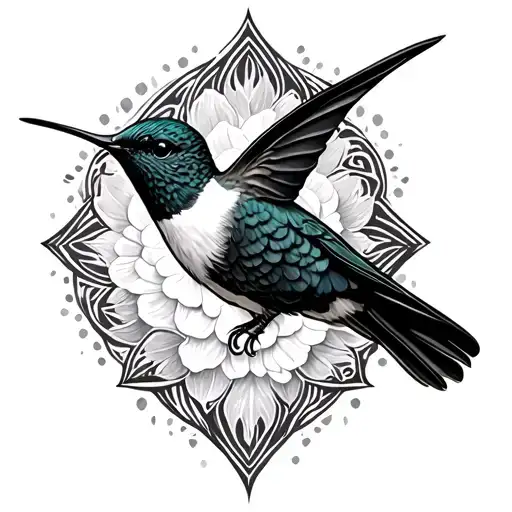 Black White Hummingbird tattoo design idea