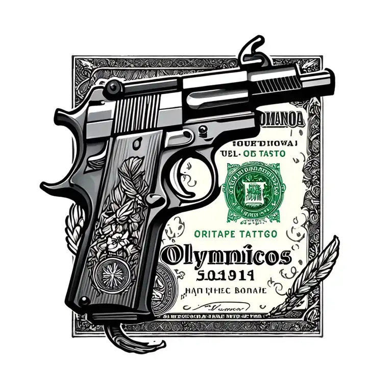 gun money olympiacos tattoo design idea