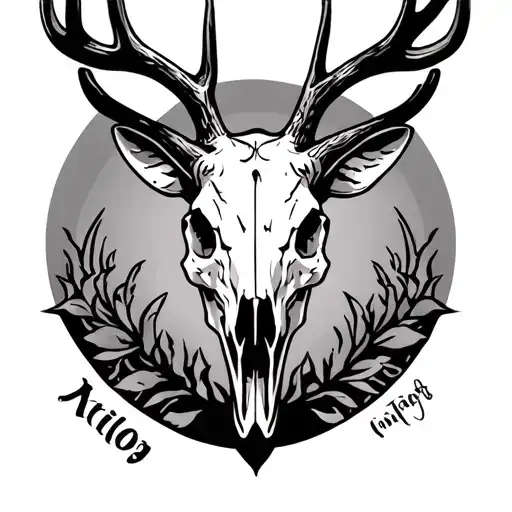mule deer skull tattoo design idea