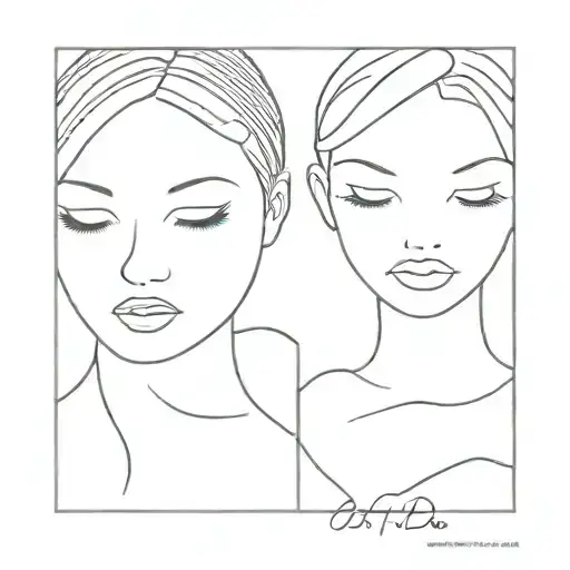 two close friends, one blonde and the other brunette tattoo design idea