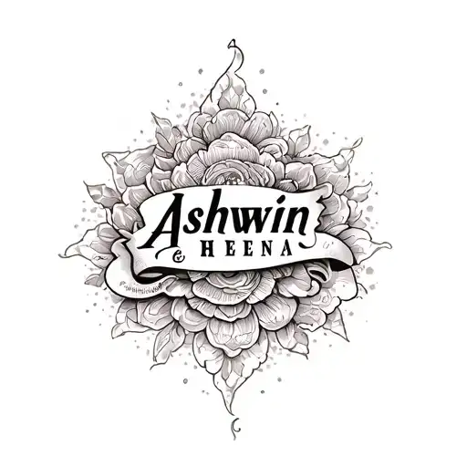 combination of two names Ashwin+Heena tattoo design idea