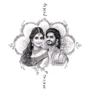 combination of two names Ashwin+Heena tattoo design idea