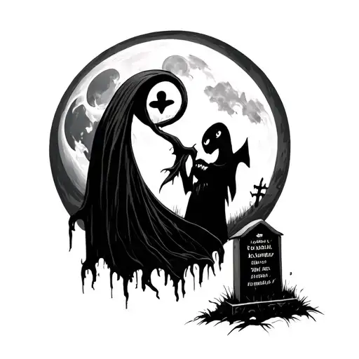 graveyard with soul eater moon surrounded tattoo design idea
