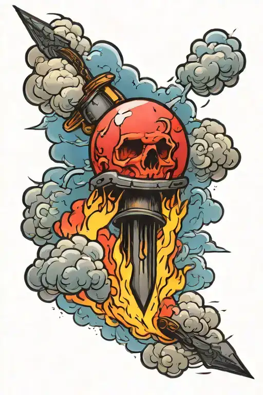 bomb cloudy sky tattoo design idea