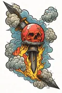 bomb cloudy sky tattoo design idea