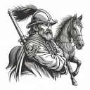 Cossack with a sabre tattoo design idea