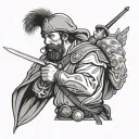 Cossack with a sabre tattoo design idea
