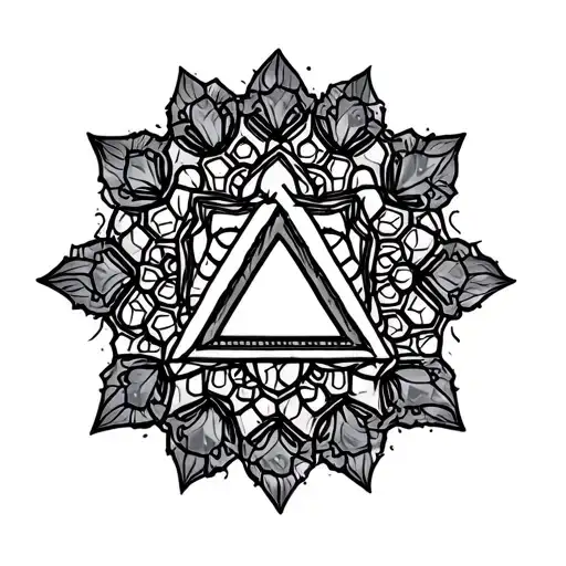 mandala design with triangle center and honeycombs tattoo design idea