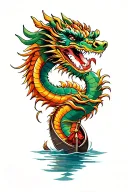 dragon boat inside representing the client's strength and smiling tattoo design idea