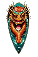 dragon boat inside representing the client's strength and smiling tattoo design idea