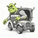 shrek and his car tattoo design idea
