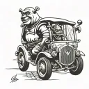 shrek and his car tattoo design idea