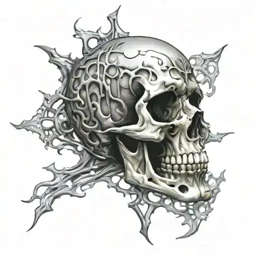 metal skull face tattoo design idea