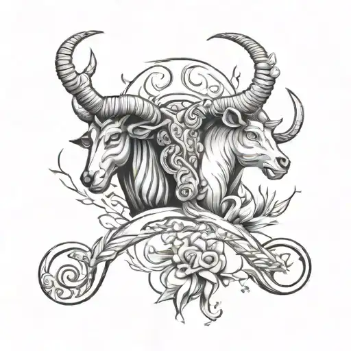 capricorn and taurus for parents and for children libra for twins, taurus for boy and aries for girl tattoo design idea