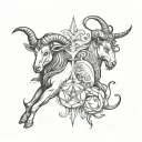 capricorn and taurus for parents and for children libra for twins, taurus for boy and aries for girl tattoo design idea