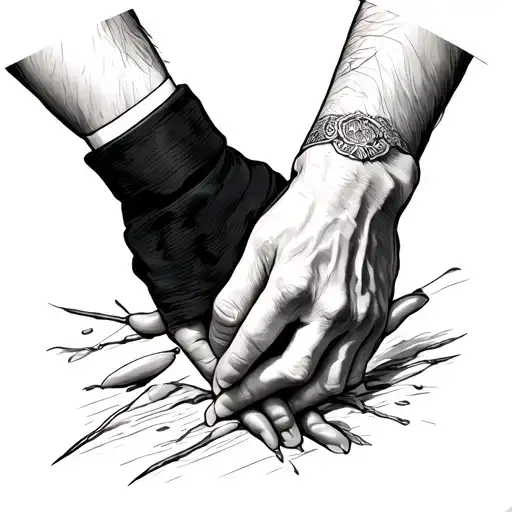 my father's hand in mine tattoo design idea