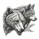 bear and wolf head tattoo design idea