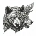 bear and wolf head tattoo design idea