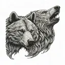 bear and wolf head tattoo design idea