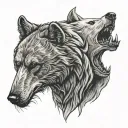 bear and wolf head tattoo design idea